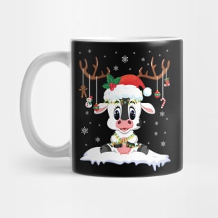 Cow Reindeer Santa Noel Costume Dancing On Snow Merry Xmas Mug